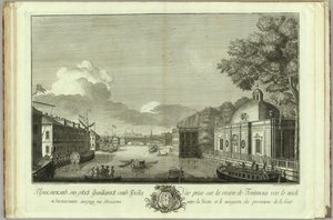 Utsikt over Fontanka-elven fra grotteboken til 50-årsjubileet for grunnleggelsen av St. Petersburg, 1753 av Grigory Anikeevich Kachalov
