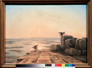 The Nile Floods (Egypt) - Overflow Of The Nile - Maleri av Grigori Grigorievich Tchernetsov (Chernetsov) (1802-1865), olje på lerret av Grigory Tchernezov