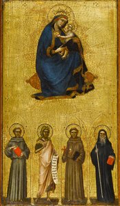 Madonna og barn med hellige, rundt 1360 (tempera og bladgull på poppelpanel)