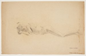 Studie av en gipsavstøpning fra Pompeii. Løgnende mann