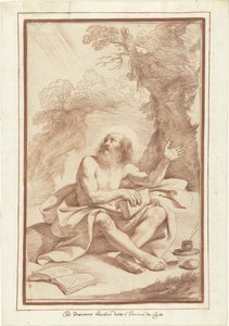 Saint Jerome i ørkenen av Guercino (attributed to)