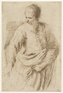 Stående gammel mann av Guercino (attributed to)