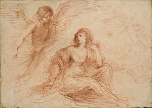 En engel viser seg for Hagar og Ismael, ca 1653 av Guercino