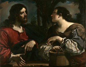 Kristus og den samaritanske kvinnen av Guercino