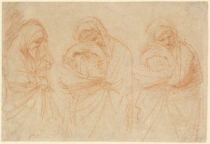 Madonna Mourning: Studier for Kristi gravleggelse av Guercino