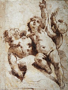 Cherubs, ca. 1620 (blyant på papir) av Guido (attr. to) Reni
