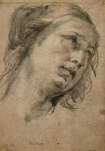 Hodet til en kvinne som ser opp til høyre, av Guido Reni