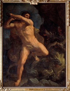 Hercules Terrassing the Hydra of Lerne Maleri av Guido Reni dit le Guide (1573-1642) 1617 Søn. 2,6x1,9 m av Guido Reni