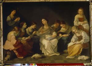 Jomfruens utdannelse. (The Education of the Virgin). Maleri av Guido Reni (1575-1642), olje på lerret av Guido Reni