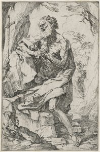 Saint Jerome (etsing på lagt papir) av Guido Reni