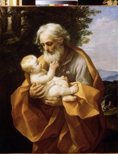 Saint Joseph with Infant Christ, ca. 1620 (olje på lerret) av Guido Reni