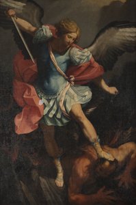 Erkeengelen Mikael beseirer Satan av Guido Reni