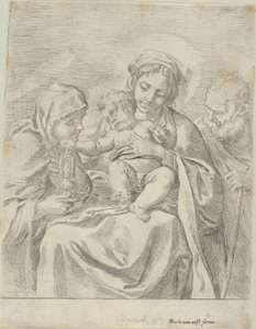 Den hellige familie med Saint Clare, 1590-1600. av Guido Reni