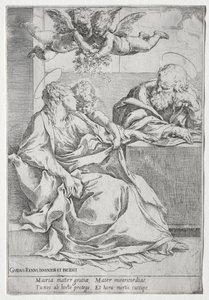 Den hellige familie med to engler. av Guido Reni