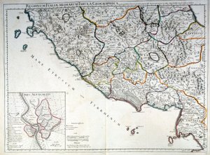 Historisk kart over den italienske regionen der etruskerne levde etter atlaset til G. Delysle av Guillaume (after) Delisle