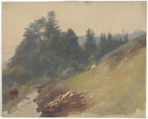 Fjellskråning med furu av Guillaume Anne van der Brugghen
