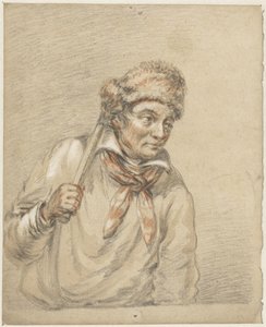 Mann med pelshatt på hodet av Guillaume Anne van der Brugghen