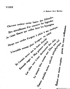 Calligram av Guillaume Apollinaire (1880-1918): "" Visee""