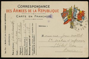 Postkort til Jean Mollet, 1915 av Guillaume Apollinaire
