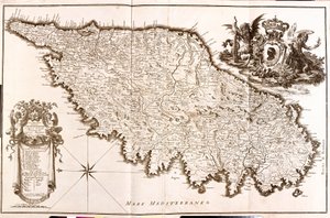 Kart over Korsika (Frankrike) (radering av Guillaume Delisle