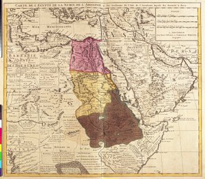 Kart over Egypt, Nubia (Sudan) og Abyssinia (Etiopia) (radering