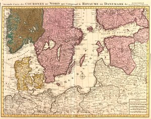 Kart over de nordlige rikene (Danmark, Sverige, Norge og Finland) (radering av Guillaume Delisle