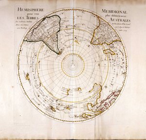 Utsikt over den sørlige (antarktiske) polatlasen av Guillaume Delisle (1675-1726), geograf av Guillaume Delisle