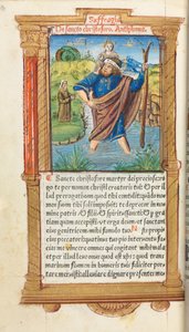 Trykt Timebok Bruk av Roma: fol. 101v, St. Christopher, 1510. av Guillaume Le Rouge