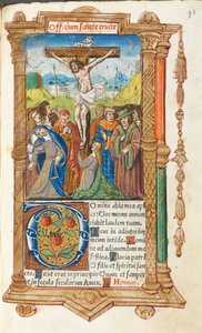Trykt Timebok Bruk av Roma: fol. 55r, Korsfestelsen, 1510. av Guillaume Le Rouge