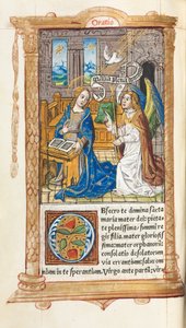 Trykt Timebok Bruk av Roma: fol. 60v, Bebudelsen, 1510.