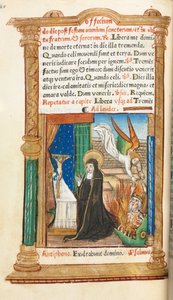 Trykt Timebok Bruk av Roma: fol. 84v, dominikansk nonne i bønn, 1510. av Guillaume Le Rouge