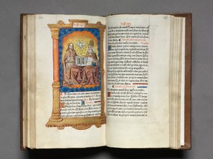Trykt Timebok Bruk av Roma: fol. 95r, Treenigheten, 1510. av Guillaume Le Rouge