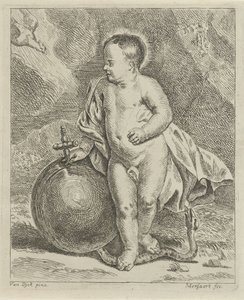 Kristusbarn med jordklode og slange av Guillaume Pierre Mensaert
