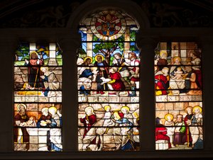 Episode av The Life of Jesus Stained Glass av William av Marcillat (1470-1529) 1509 Choir of the Basilica Santa Maria del Popolo, Roma av Guillaume de  Marcillat