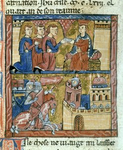 Sendebud bringer et brev fra keiser Manuel I Comnene til Amaury I av Jerusalem - Krysser beleirer Bilbeis