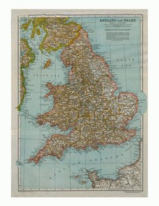 Kart over England og Wales, c1910