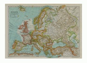 Kart over Europa, c1910
