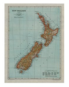 Kart over New Zealand, c1910