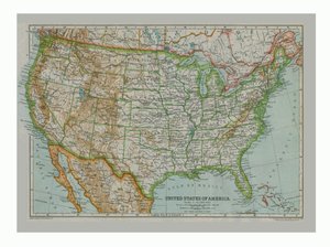 Kart over USA, c1910