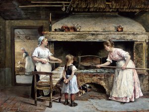 Inne i et bakeri