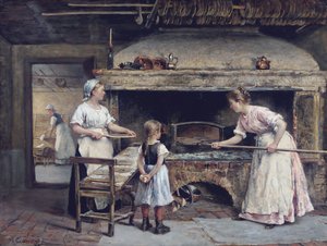 Inne i et bakeri