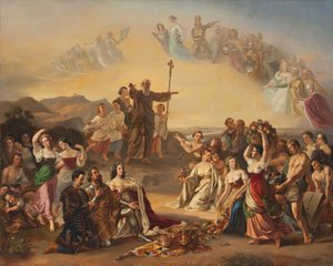 Saint Severin velsigner landet Østerrike av Gustav Dittenberger