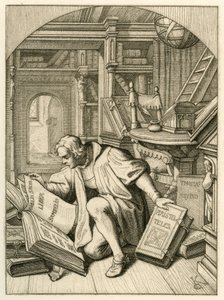 Luther leser i universitetsbiblioteket i Erfurt. Han fant en latinsk bibel av Gustav Ferdinand Leopold Konig