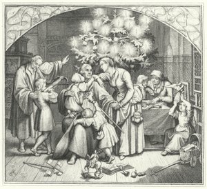 Martin Luther og hans familie nyter høytiden (gravering)
