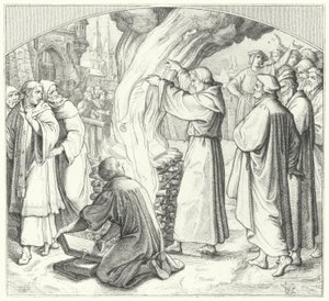 Martin Luther brenner den pavelige oksen i Wittenberg, 1520 av Gustav Ferdinand Leopold Konig