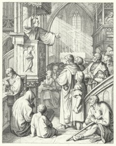 Martin Luther holder en preken (gravering) av Gustav Ferdinand Leopold Konig