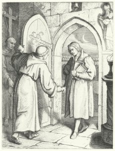 Martin Luther gikk inn i St Augustines-klosteret i Erfurt 17. juli 1505 av Gustav Ferdinand Leopold Konig