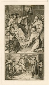 Martin Luther i diskusjon med kardinal Cajetan, Luther må tilbakekalle hans skrifter, ved siden av ham hans venn Staupitz