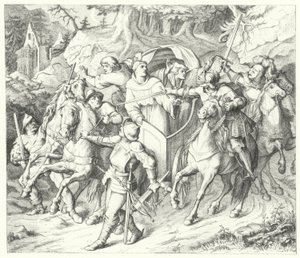 Martin Luther blir bortført når han kommer tilbake fra Diet of Worms, 1521 av Gustav Ferdinand Leopold Konig
