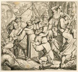 Martin Luther forkynner i Seeburg mot bondekrigen av Gustav Ferdinand Leopold Konig